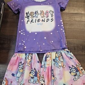 Kids TOP AND BELL BOTTOM Set - Purple and Multicolor